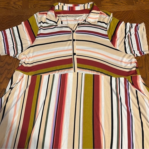Torrid Super Soft Multi Stripe Collared Skater Dress Sz 3X Flowy Comfort - Picture 4 of 13
